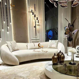 High End Designer Curved Upholstery Soft Decor Pillows Minimalist Luxury Couch Set for Villa Living Room - Product Image 1