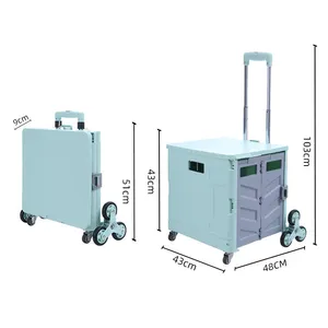 8 tekerlekli plastik Mini katlanır bagaj süpermarket katlanabilir küçük taşınabilir alışveriş arabaları çanta arabası kamp vagon