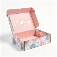 Boîte cadeau personnalisée imprimée numériquement, boîte à fleurs rose en carton ondulé, boîte cadeau pour fête, vente en gros