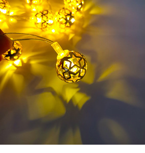 Indoor Outdoor Warm White String <strong>Lights</strong> Modern Iron Hollow <strong>Small</strong> Ball 3M/6M Rechargeable IP44 <strong>Battery</strong> <strong>Powered</strong> Holiday Garden - Product Image 2