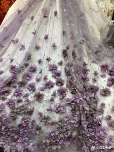 Haute qualité Style romantique mariage dentelle 3d fleur broderie conception robe de soirée tissu français dentelle tissu - Product Image 5