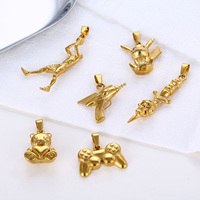 Collier tendance en acier inoxydable avec pendentif ours, serpent, croix religieuse, Vierge Marie et coquillage perlé 18K, bijoux pour femmes et hommes