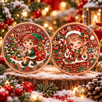 Pièce commémorative de Noël en cuivre pur 999 de 1 oz, cadeau personnalisé, décoration de Noël, pièce de collection en relief 3D, impression UV, souvenir commémoratif