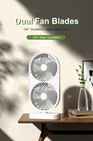 Ventilateur électrique portable à double tête, rechargeable par USB, quatre vitesses réglables, pour voiture, camping-car, maison et extérieur – Idéal pour l'été