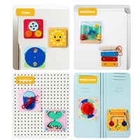 Nouvelle conception, décoration murale personnalisée de haute qualité, 12 types de jouets éducatifs en bois, aimants de réfrigérateur, tableau d'activités pour enfants