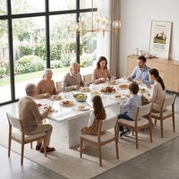 Table à manger rectangulaire en bois robuste de marque, 6 places, avec structure en métal renforcé pour une utilisation stable à la maison