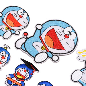Patch brodé de créateur pour vêtements d'enfants style anime, motif chat bleu de dessin animé avec hélice rotative sur la tête - Product Image 5