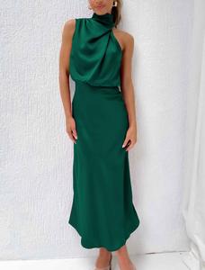 Đầm <span class=keywords><strong>maxi</strong></span> cưới mùa hè thanh lịch mùa thu chất liệu satin lụa bán buôn dành cho nữ, kiểu ôm sát gợi cảm, không tay, không vai - Product Image 4