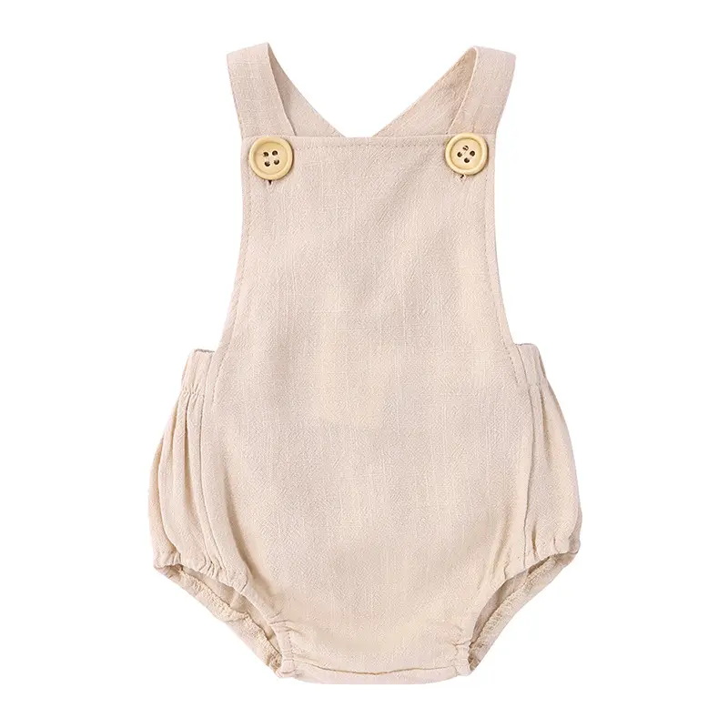 Baju Monyet Bayi Perempuan, Jumpsuit Katun Linen Lucu Tanpa Lengan Tanpa Lengan Breathable Musim Panas untuk Orok Baru Lahir