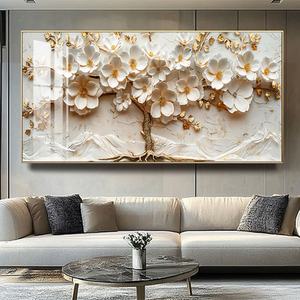 Cuadro de Porcelana de Cristal con Impresión HD Personalizada de Flores y Árboles, Pintura LED 5D con Diamantes para Comedor, Arte de Pared para Dormitorio, Decoración del Hogar, Sala de Estar - Product Image 4