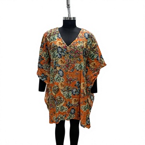 <b>Vintage</b> Floral Print Casual <b>Dress</b> Loose Fit Short Sleeve Orange Summer <b>Dress</b> - Product Image 1