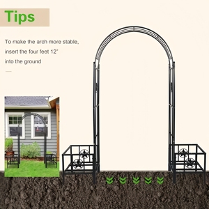 Arche de jardin robuste en acier noir enduit, facile à installer, <span class=keywords><strong>pour</strong></span> plantes grimpantes, avec deux supports <span class=keywords><strong>pour</strong></span> plantes - Product Image 5