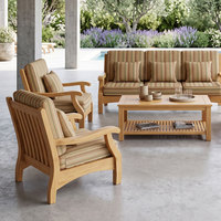 Ensemble de canapés de patio en teck bio moderne haut de gamme, meubles d'extérieur avec table basse pour resort