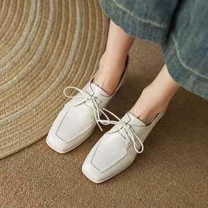 Cialisa Eleganti Scarpe con <span class=keywords><strong>Tacco</strong></span> <span class=keywords><strong>Medio</strong></span> a Blocco in Vera Pelle, Punta Quadrata, Scollatura Profonda, Design Patchwork per Signore e Donne - Product Image 4