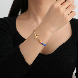 Vintage Keltische Knoop Charm Armband Kralen Zwart Blauw Rood Touw Heksenknoop 18K Goud Gegalvaniseerd RVS Unisex Sieraden - Product Image 2