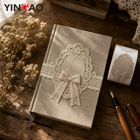 Rouleau d'étiquettes rondes personnalisées en dentelle, avec nœud vintage et perle, autocollant en papier imperméable pour boîte cadeau, journal, pot, emballage, logo
