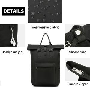 Sac à dos en tissu Oxford extensible grande capacité, sac à dos décontracté portable à fermeture enroulable, sac à dos pour ordinateur portable 17 pouces - Product Image 5