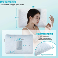 Coussin de voyage ergonomique en mousse à mémoire de forme pour oreilles percées, idéal pour dormir sur le côté