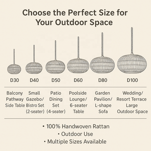 Outdoor Rattan Pendant Light for Balcony Garden Lounge Wedding <strong>Boho</strong> <strong>Style</strong> <strong>Lighting</strong> - Product Image 4