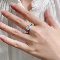 Bague argent sterling S925 sertie d’une moissanite taille coussin de 1 ct bijou plaqué or, alliance de fiançailles et de mariage