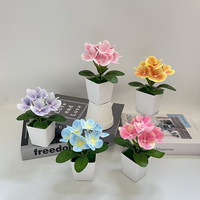 Kunstmatige Phalaenopsis Orchidee in pot met 3D Real Touch filmblaadjes, mini vierkante pot, bloemdecoratie voor thuis, woonkamer