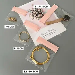 Kemasan tas kantong plastik PVC/EVA cincin gelang perhiasan Mini ritsleting berperekat bening