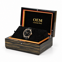 Boîte à montres en bois plaqué rayé personnalisée pour emballage cadeau de marque de montres de luxe, logo personnalisé, étui de présentation pour plusieurs montres