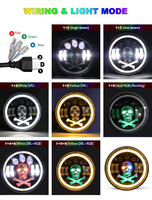 MOXI IOL phare LED multiple 7 pouces rond feux de croisement avec Angle yeux DRL tourner Singal pour moto jeep wrangler