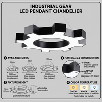 Luminaire suspendu LED en forme d'engrenage, lampe industrielle en anneau, luminaire suspendu personnalisable pour plafond, idéal pour salle de sport, bureau, club de fitness