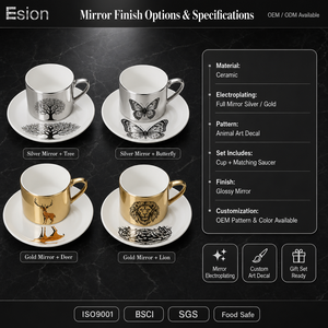 Tasse de café en céramique, style européen, pour le thé, avec sous-tasses à thé - Product Image 3