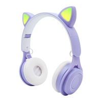 Audífonos Inalámbricos BT con Orejas de Gato, Luz LED, Música Estéreo, para Niñas, Regalo, Fabricación China OEM
