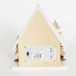 بيت قرية خشبي مضاء لعيد الميلاد، زينة طاولة، بيوت عيد الميلاد، كوخ خشبي أبيض لامع، منزل بإضاءة LED - Product Image 5