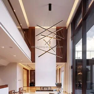 畅销高品质铝大厅酒店别墅楼梯吊灯发光二极管现代吊灯和吊灯