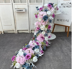 Fleurs artificielles de luxe en gros pour décoration de mariage, arrangement floral en soie pour toile de fond, rangée de fleurs artificielles en soie pour mur - Product Image 6