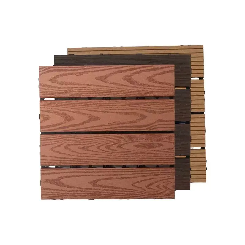 Wood-Plastic Material Composite Tile Teak Interlocking Patio Flooring Deck Tiles Indoor Outdoor Deck and Patio Flooring