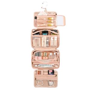 Free Sample Custom Pu Leather Travel Pink Cosmetics <b>Bag</b> Wash <b>Bag</b> Portable <b>Large</b> Waterproof Hanging <b>Makeup</b> Toiletry <b>Bag</b> - Product Image 6