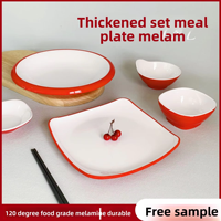 Ensemble d'assiettes rondes en mélamine épaissie et durable, qualité alimentaire, sans BPA, design minimaliste moderne, assiettes profondes empilables pour service de fête et dîner