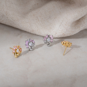 Geometric Zircon Stud <b>Earrings</b> Gold Color Cartilage <b>Piercing</b> Jewelry Fashion Accessory - Product Image 3