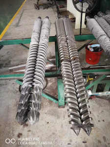 Baril double conique et vis pour extrudeuse en plastique Machine PVC tuyau WPC profil Perfil De Tuberia Rollapeel Krauss <span class=keywords><strong>Maffei</strong></span> - Product Image 4