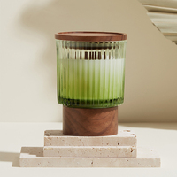 Décoration d'intérieur personnalisée, contenants en verre, Velas 8oz 12oz, bougie personnalisée unique à 3 mèches, pot à bougie transparent de luxe avec couvercle et boîte cadeau