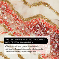 Peinture murale porcelaine cristal 3D faite main luxe moderne, géode rouge or abstraite diamants incrustés, décoration salon