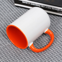 Vente en gros de tasses à sublimation de 15 oz, deux couleurs, personnalisables, en porcelaine, en grès, avec logo personnalisé imprimé, tasse à café en céramique pour cadeau