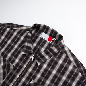 Commercio all'ingrosso camicia di flanella con Zip in cotone in popeline 100% personalizzata per gli <span class=keywords><strong>uomini</strong></span> <span class=keywords><strong>a</strong></span> maniche lunghe stile Casual camicie <span class=keywords><strong>a</strong></span> quadri da uomo Plus Size - Product Image 4