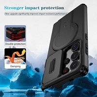 Coque de téléphone antichoc en TPU magnétique avec fenêtre coulissante pour Samsung S26 et iPhone 17 Pro MAX, compatible avec la charge sans fil