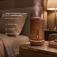 Diffuseur d'arômes ultrasonique cylindrique Faner 0,5 L, design creux imitation bois, idéal pour bureau, lumière douce, chambre à coucher, chevet, compact