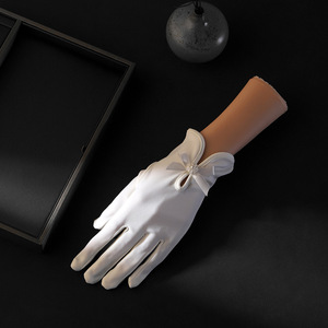 <span class=keywords><strong>Guanti</strong></span> da sposa piccolo fiocco bianco abito da sposa corto elegante abbinamento ornamenti accessori <span class=keywords><strong>per</strong></span> ragazze - Product Image 3