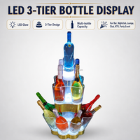 Kotak pendingin minuman beralkohol 3 tingkat transparan dengan lampu LED warna-warni, isi ulang, untuk pesta klub malam