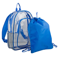 Sac à dos transparent en PVC imperméable personnalisé avec sac à cordon léger pour garçons, sac d'école, sac de voyage, sac de sport, sac à dos de jour