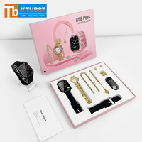 Montre connectée A58 Plus avec 2 bracelets, boucles d'oreilles, bracelets, colliers, ensemble de montres intelligentes, appel Bluetooth, montre connectée