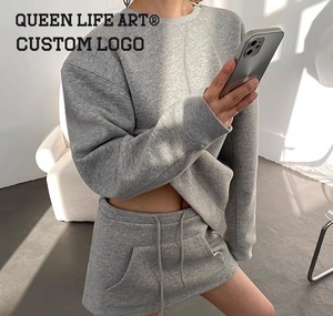 2025 superventas conjunto de Jogger estilo Safari para mujer hasta la rodilla 160 gramos Casual algodón Coord conjuntos Logo Panel tamaño libre gimnasio invierno estampado - Product Image 5